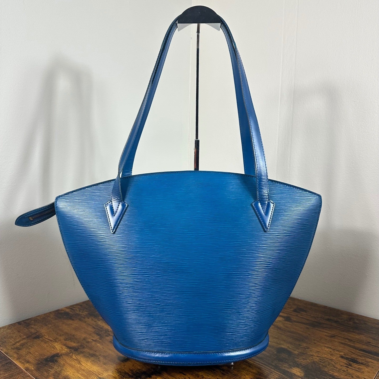 Louis Vuitton Epi Leather Saint Jacques Shoulder Bag Blue Vintage Authentic