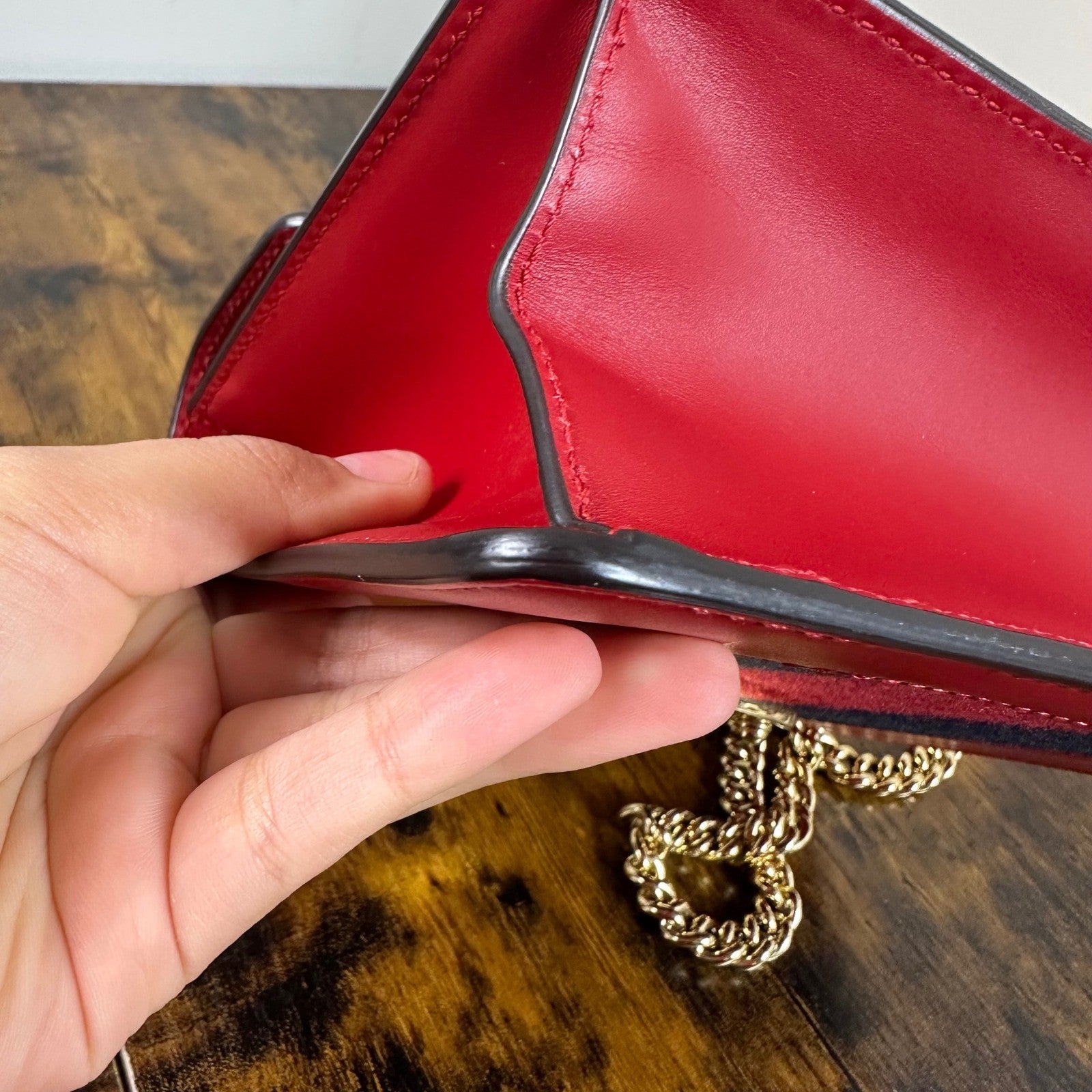 Gucci Sylvie Red Leather Chain Shoulder Bag Mini