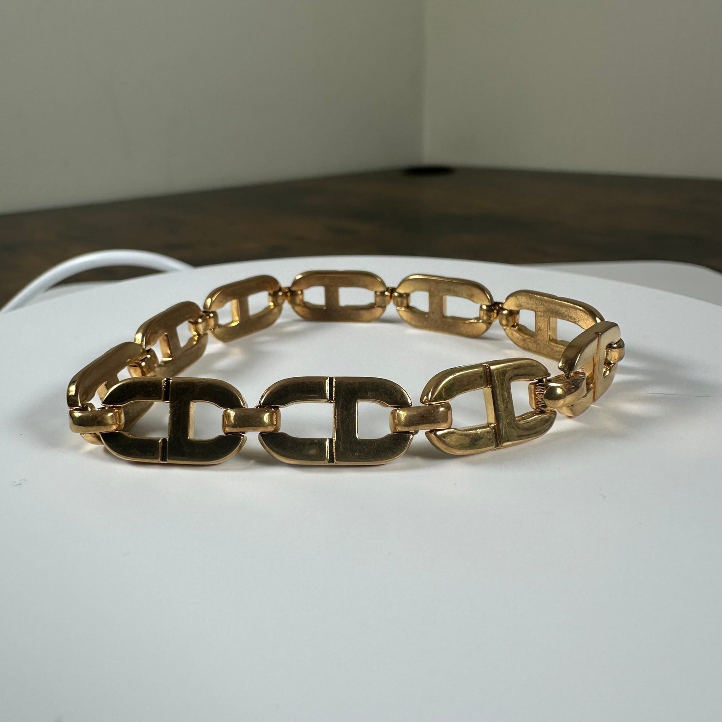 Vintage Christian Dior CD Logo Gold Tone Bracelet