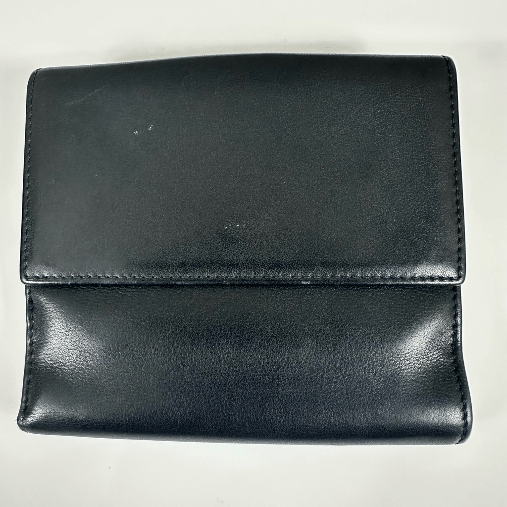 Gucci Trademark Plate Black Leather Compact Wallet