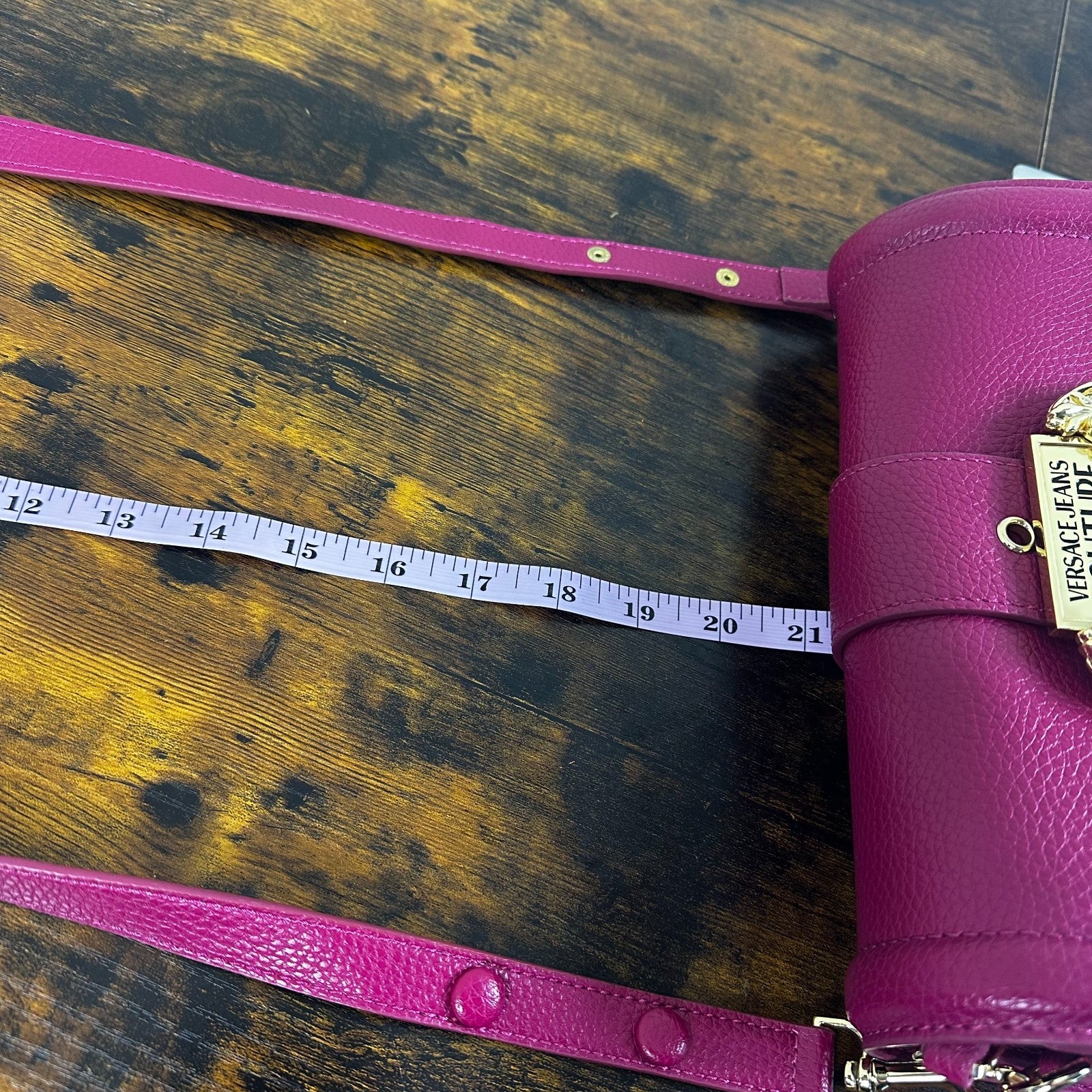 Versace Jeans Couture Pink Pebbled Gold Accent Crossbody Bag Purse Shoulder Hand