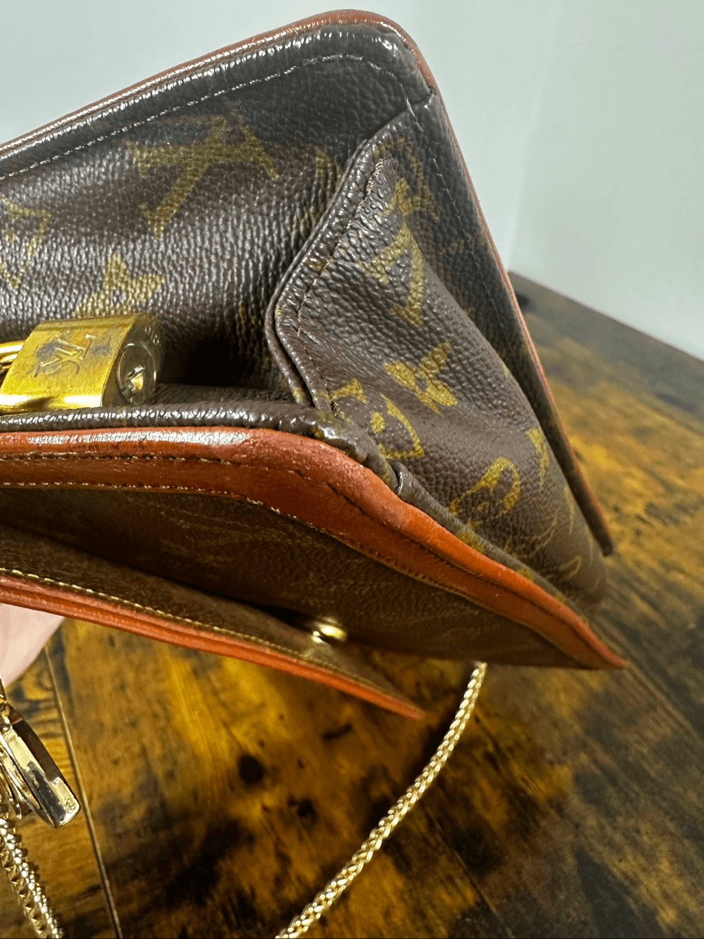 Louis Vuitton Vintage Bag Pochette Dame Clutch Brown Monogram