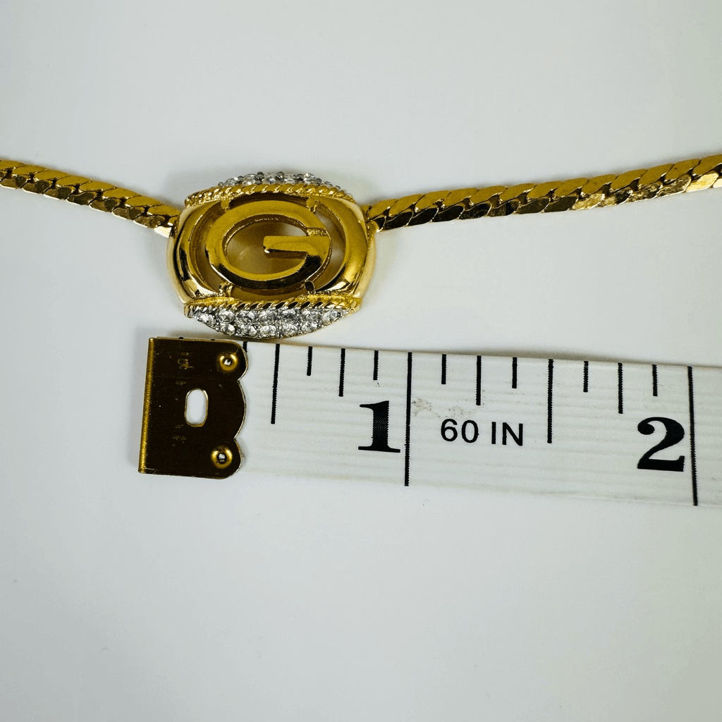 Givenchy Vintage G Logo Gold Tone Snake Chain Choker Necklace 13”