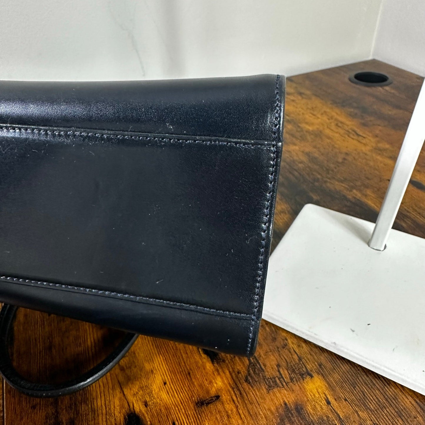 Salvatore Ferragamo Vara Vintage Shoulder Bag Navy Blue Leather