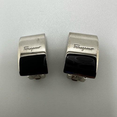 Salvatore Ferragamo Silver Tone Clip On Earrings Made in Italy