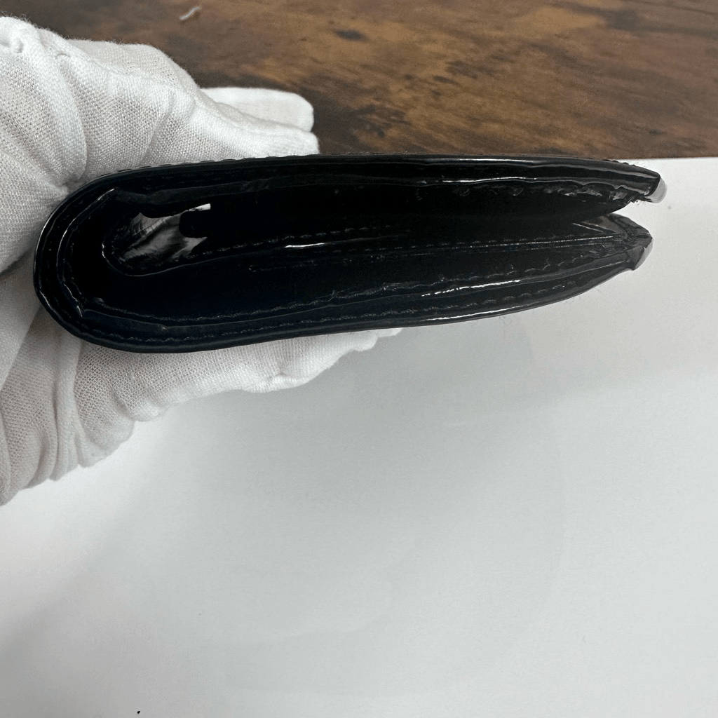 Gucci Wallet Black Patent Leather Belt Buckle Clip