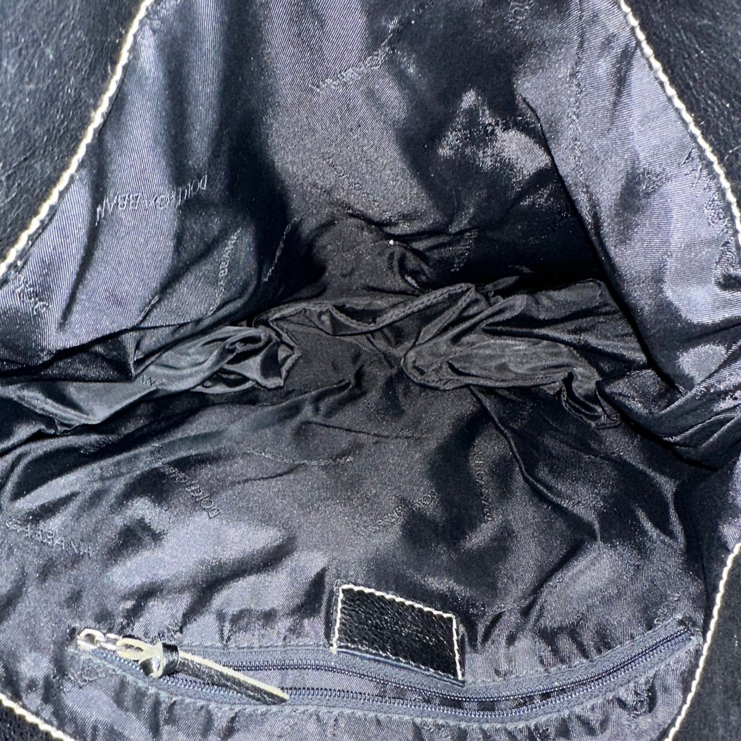 Dolce & Gabbana Black Logo Jacquard Hobo Shoulder Bag Leather Trim Ring Detail