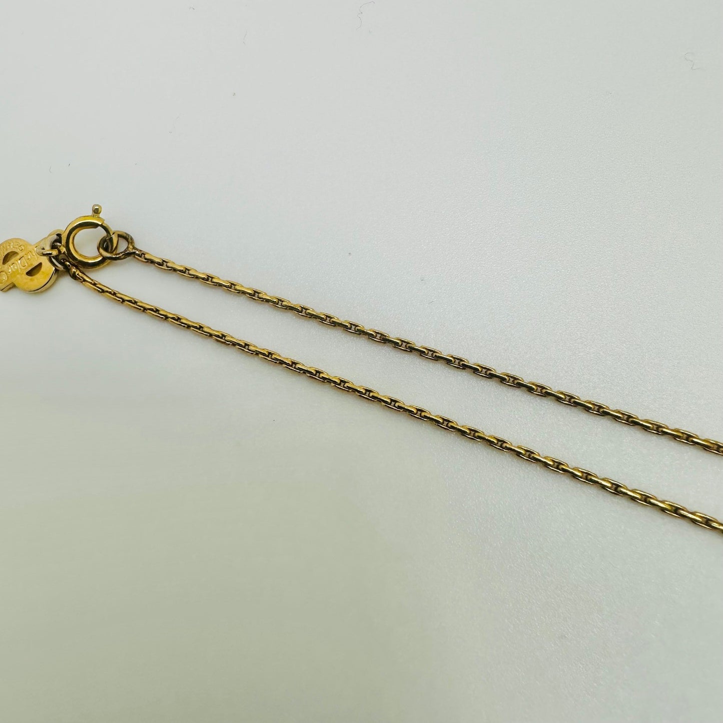 Vintage Christian Dior Gold Rhinestone Pendant Necklace Germany CD Logo