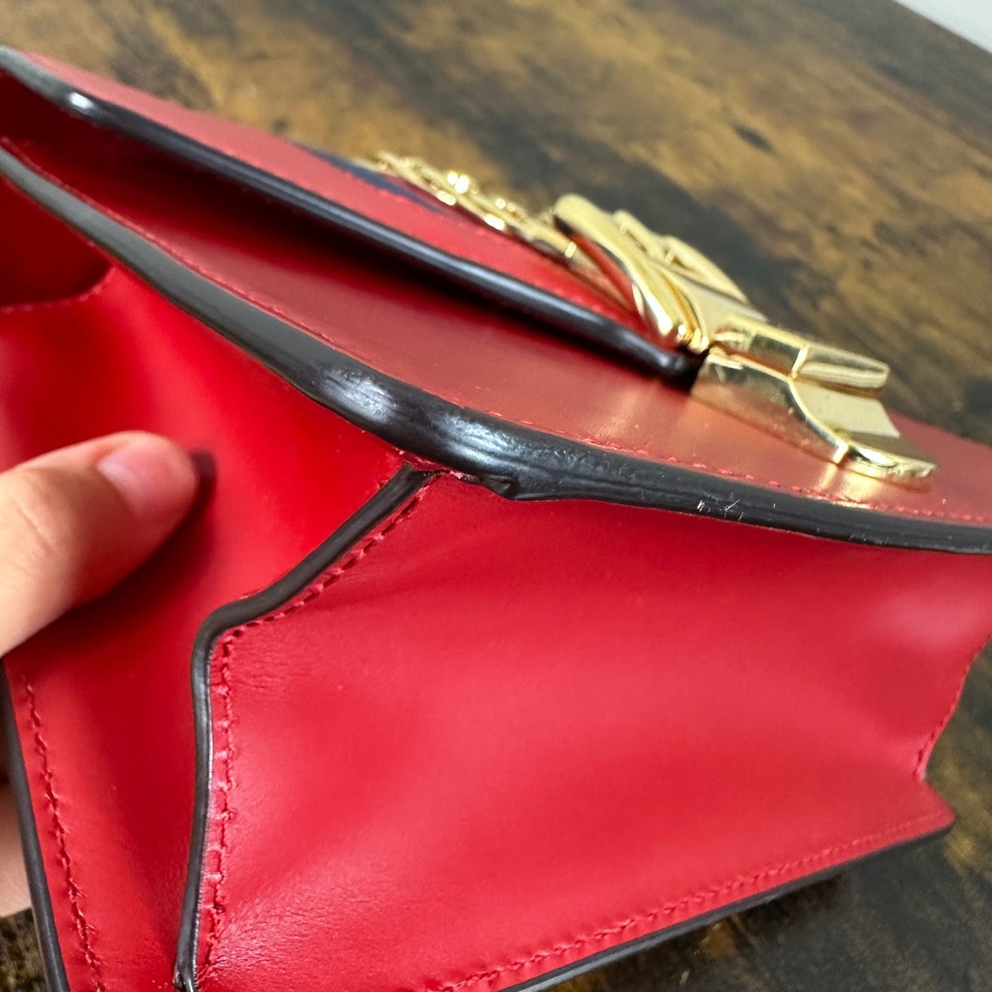 Gucci Sylvie Red Leather Chain Shoulder Bag Mini