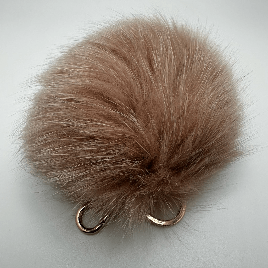 Furla Pink Rabbit Fur Pom Pom Key Ring Bag Charm