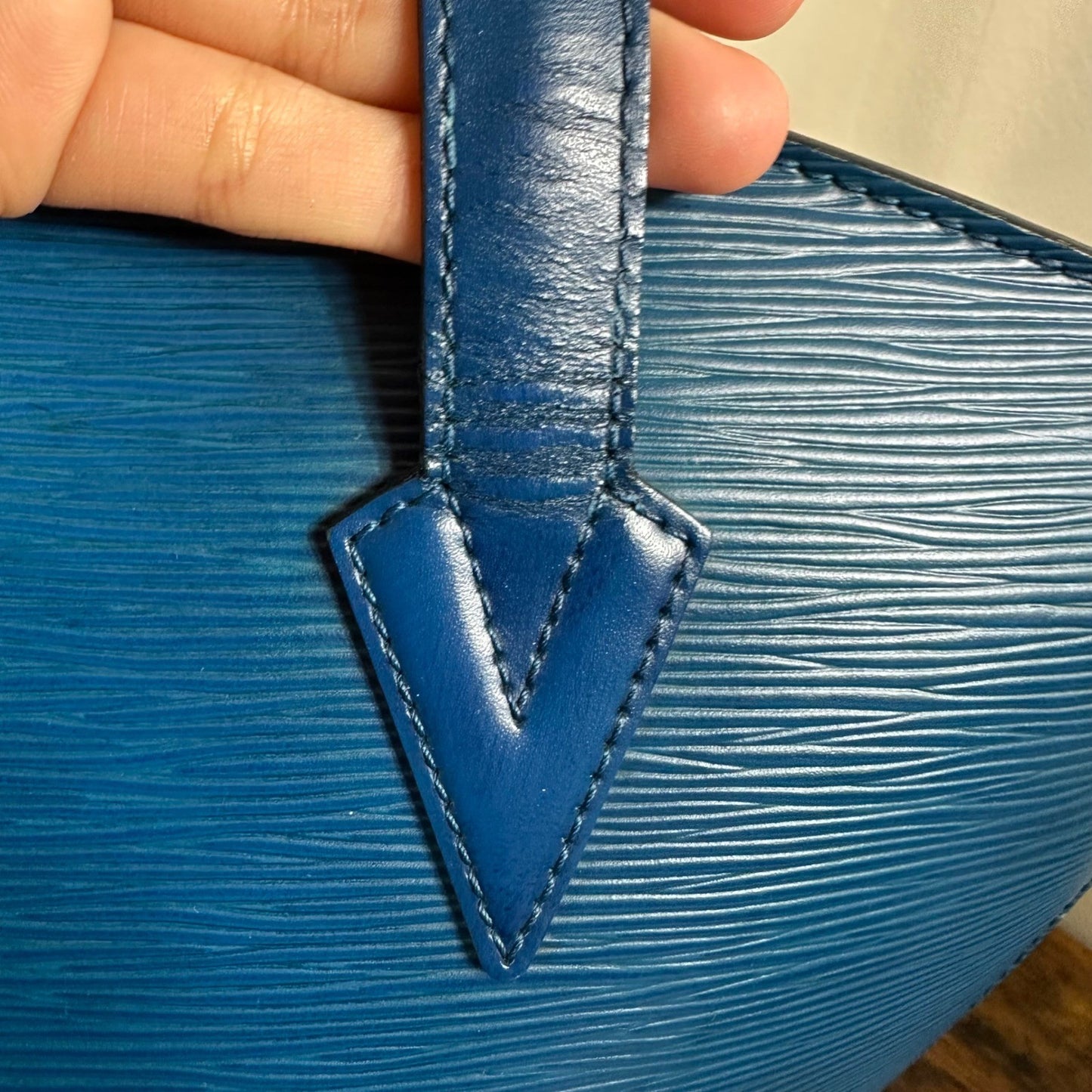 Louis Vuitton Epi Leather Saint Jacques Shoulder Bag Blue Vintage Authentic