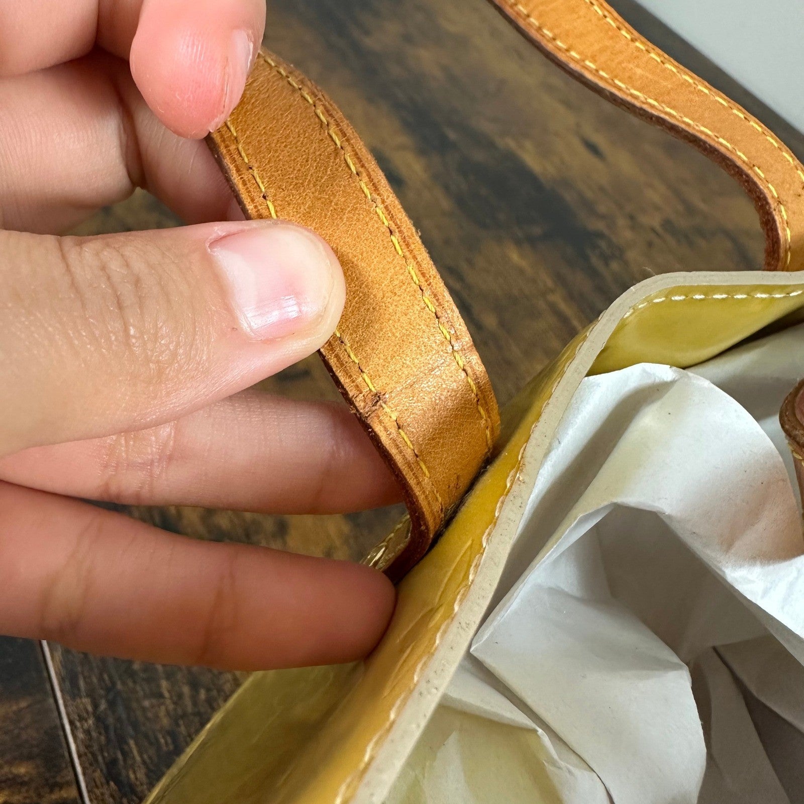 Louis Vuitton Monogram Vernis Reade PM Yellow Patent Leather Handbag Authentic