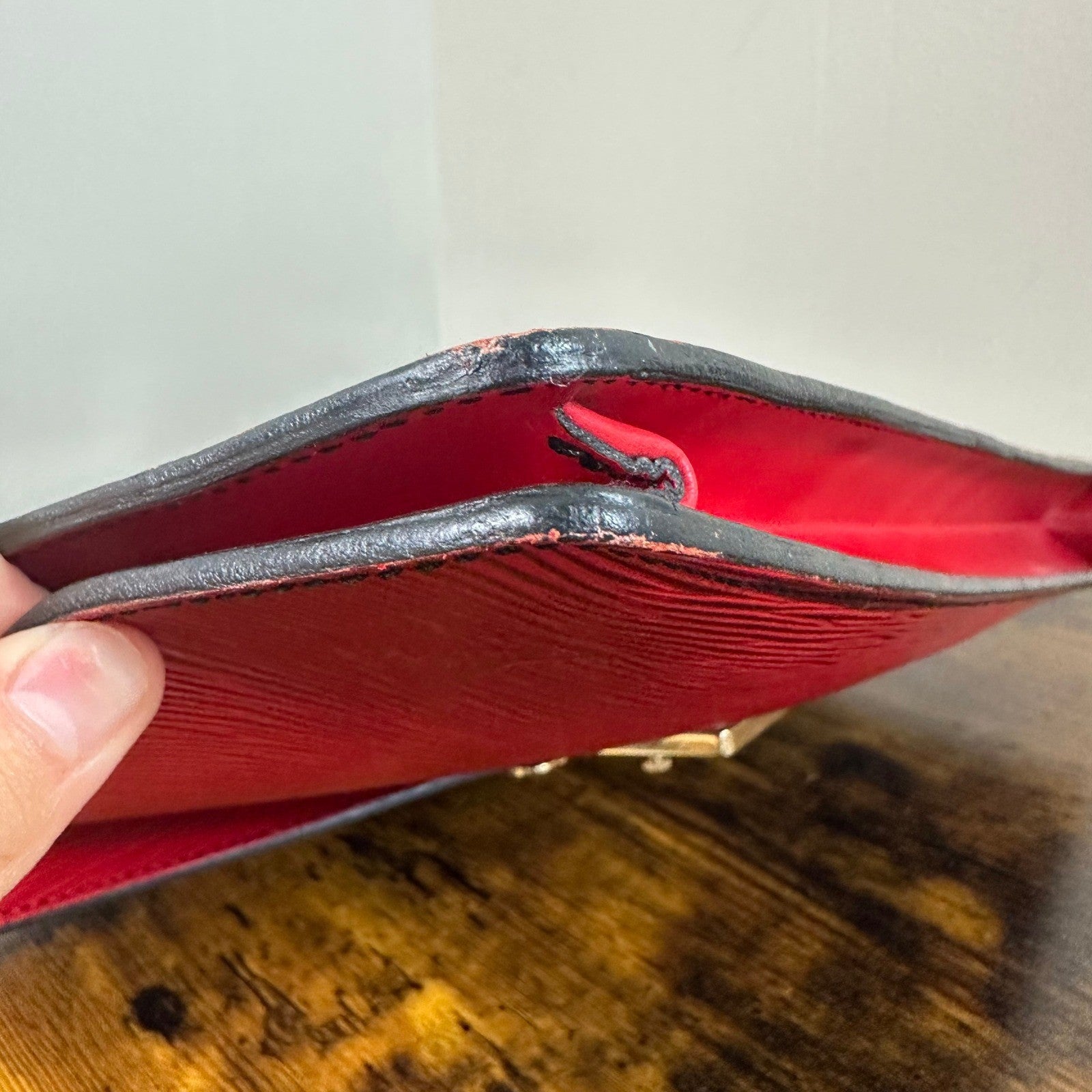 Louis Vuitton Epi Leather Porte Documents Clutch Case Red Authentic Vintage