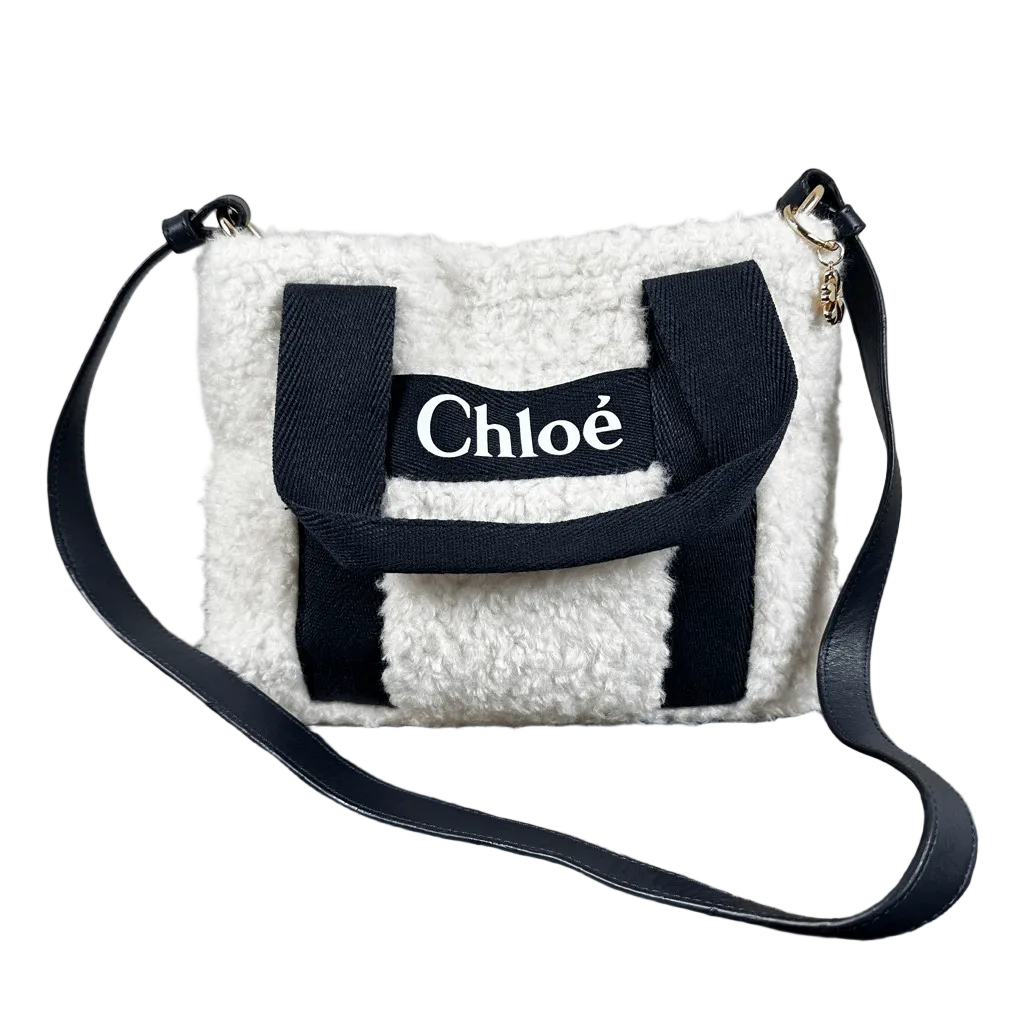 Chloe Woody Faux Shearling Fur Tote Bag 2-Way Small Size