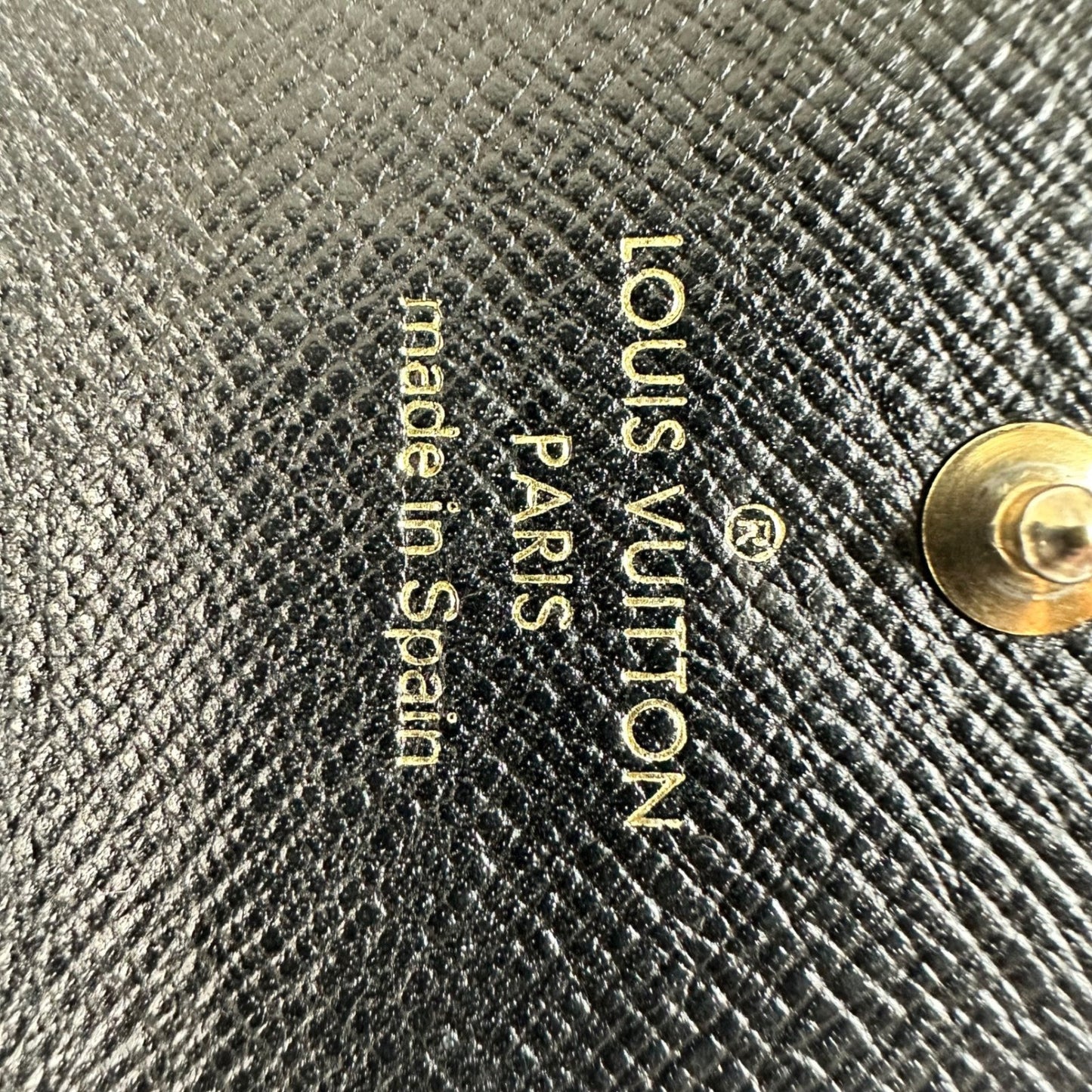 Louis Vuitton Epi Leather Key Holder Case Black Gold Chain Accent Vintage