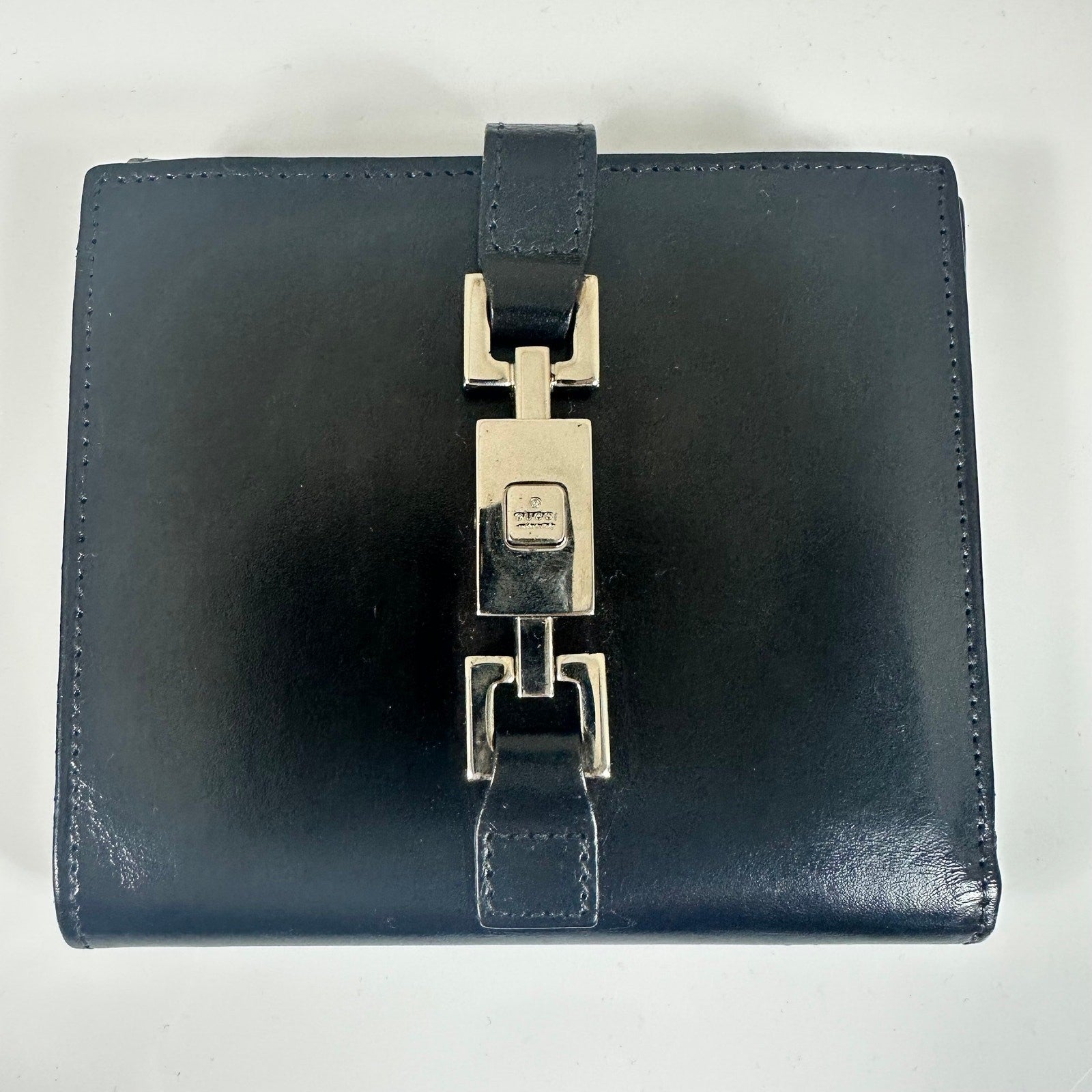 Authentic Gucci Jackie Compact Black Leather Wallet