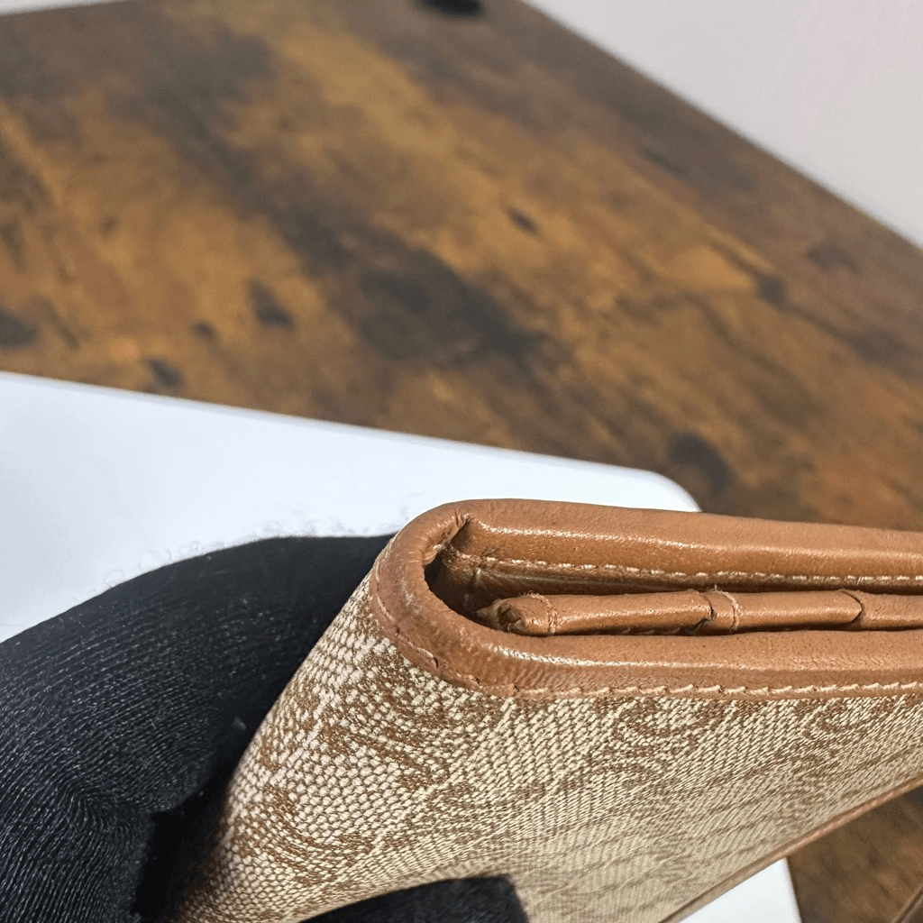 Celine Macadam Vintage Bifold Wallet Brown Tan
