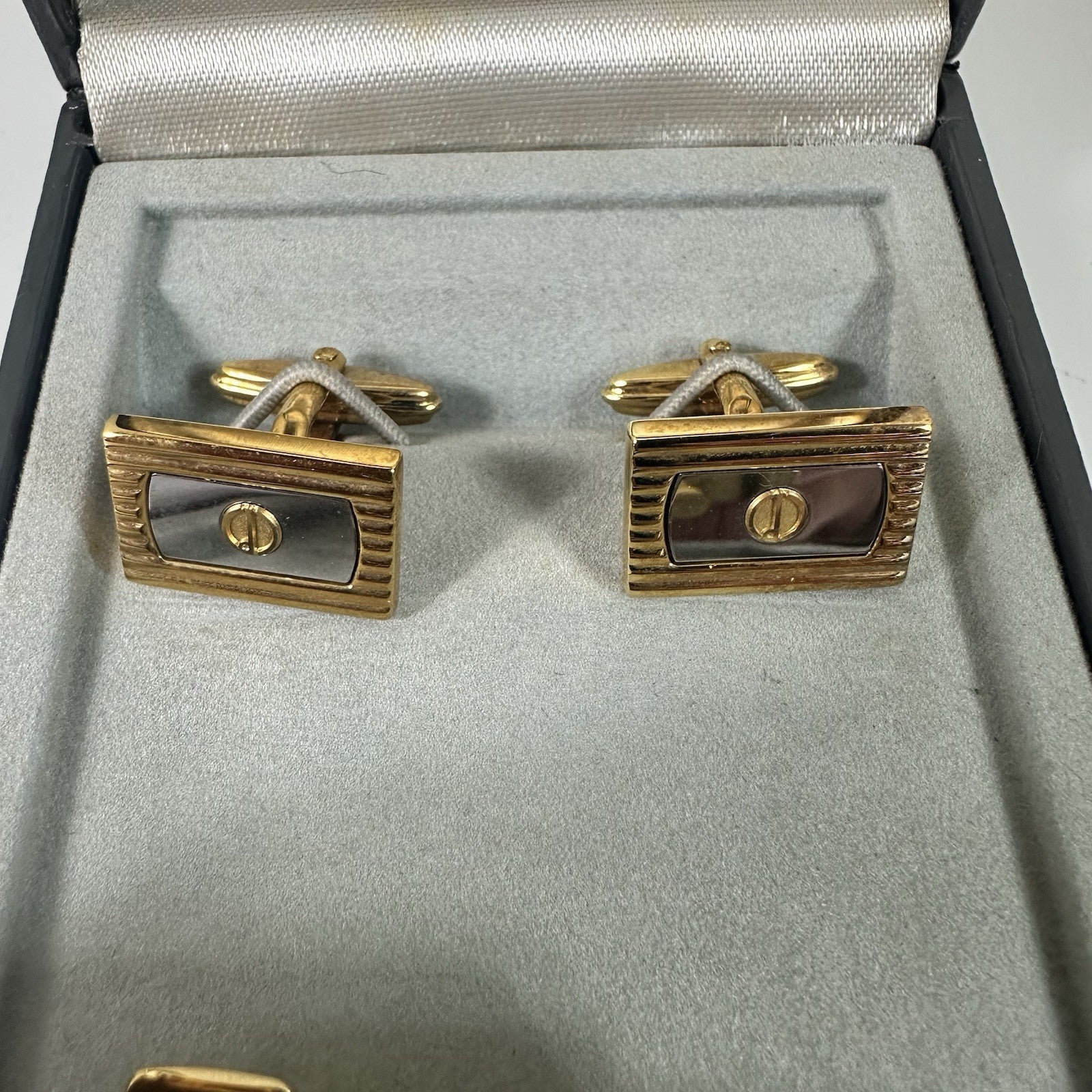 Dunhill Vintage Gold Plated Cufflinks & Tie Clip Set With Box