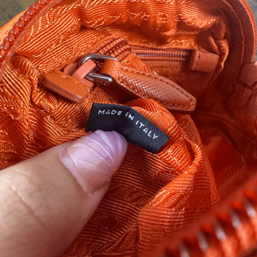 Prada Tessuto Nylon Wristlet Pouch Bag Orange Sombreros Cactus Colorful Festive