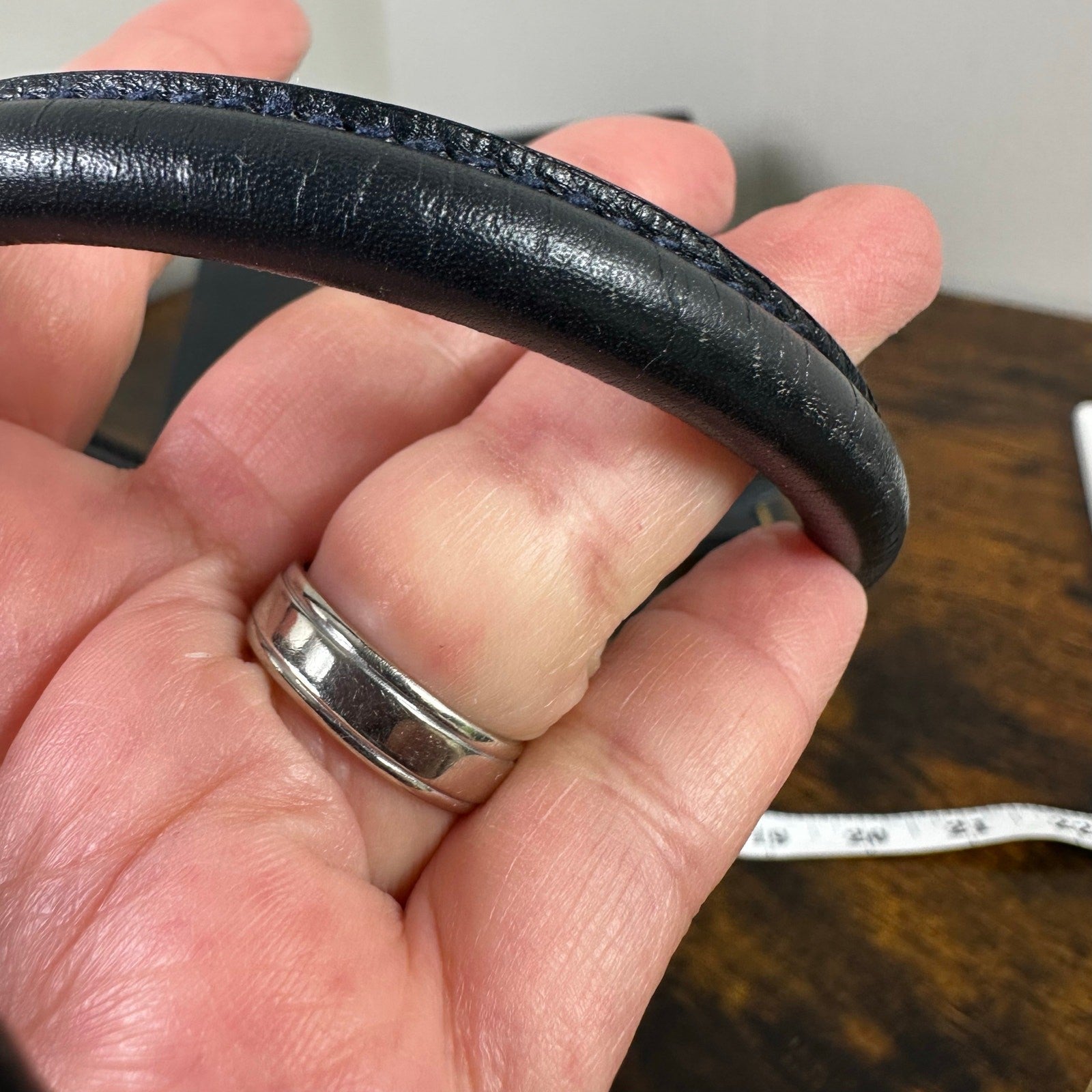 Salvatore Ferragamo Vara Vintage Shoulder Bag Navy Blue Leather