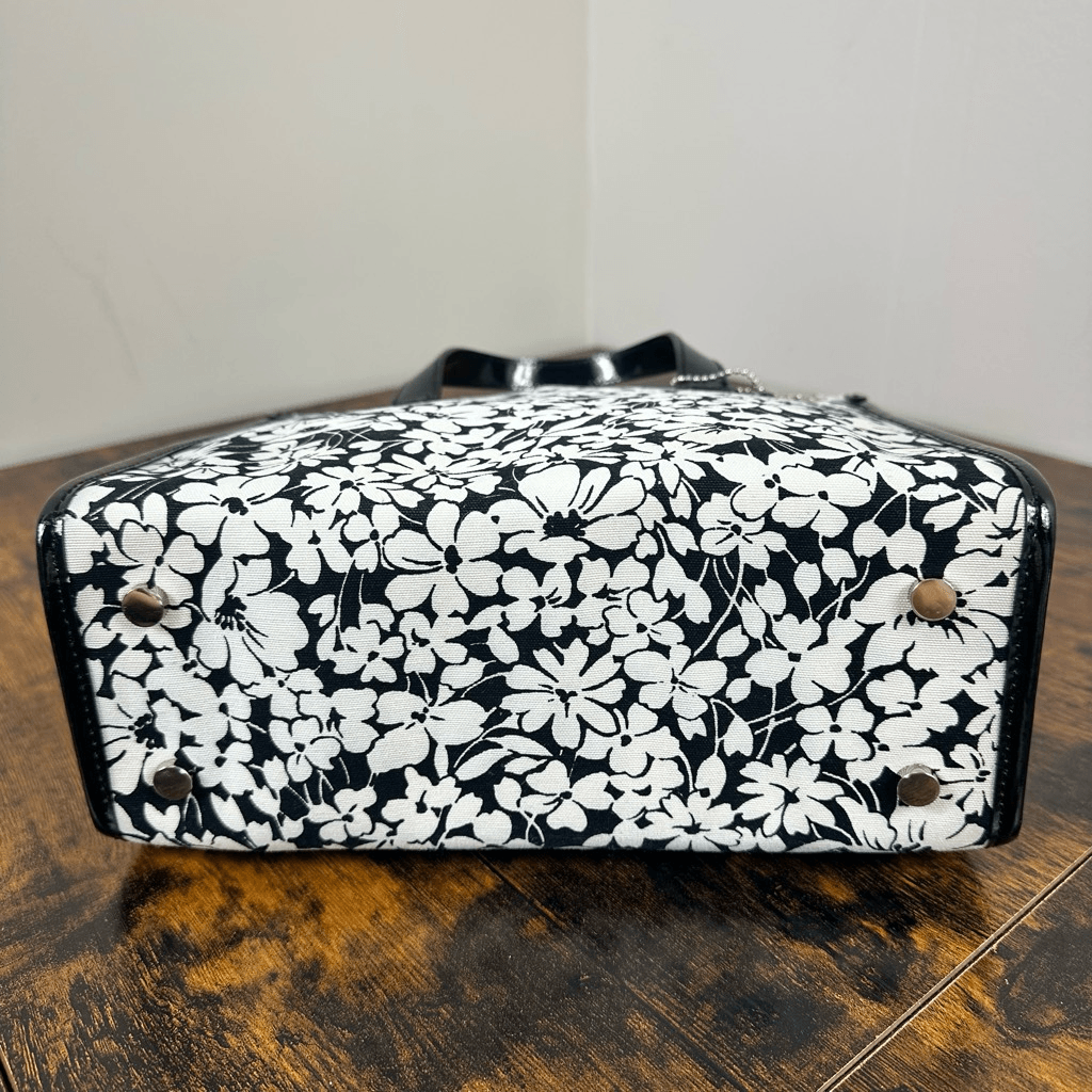 Burberry Vintage Floral Tote Bag Black White