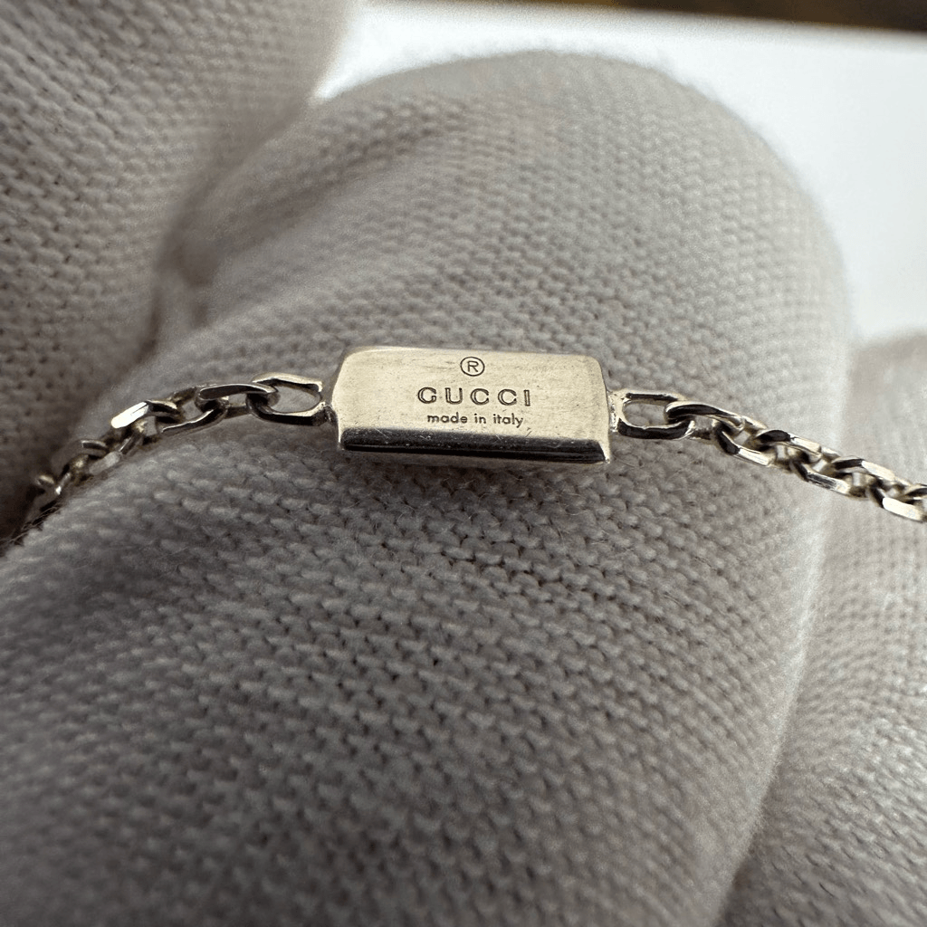 Gucci Purple Stone Pendant Necklace Sterling Silver Vintage