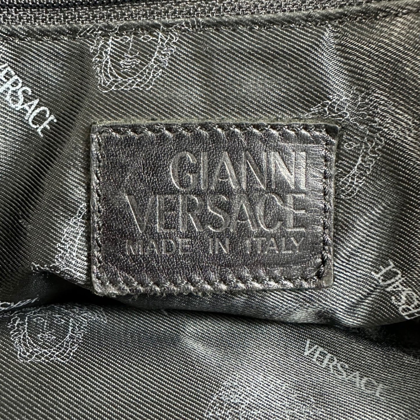 Gianni Versace Black Nylon Medusa Logo Tote Bag Made in Italy Authentic Vintage