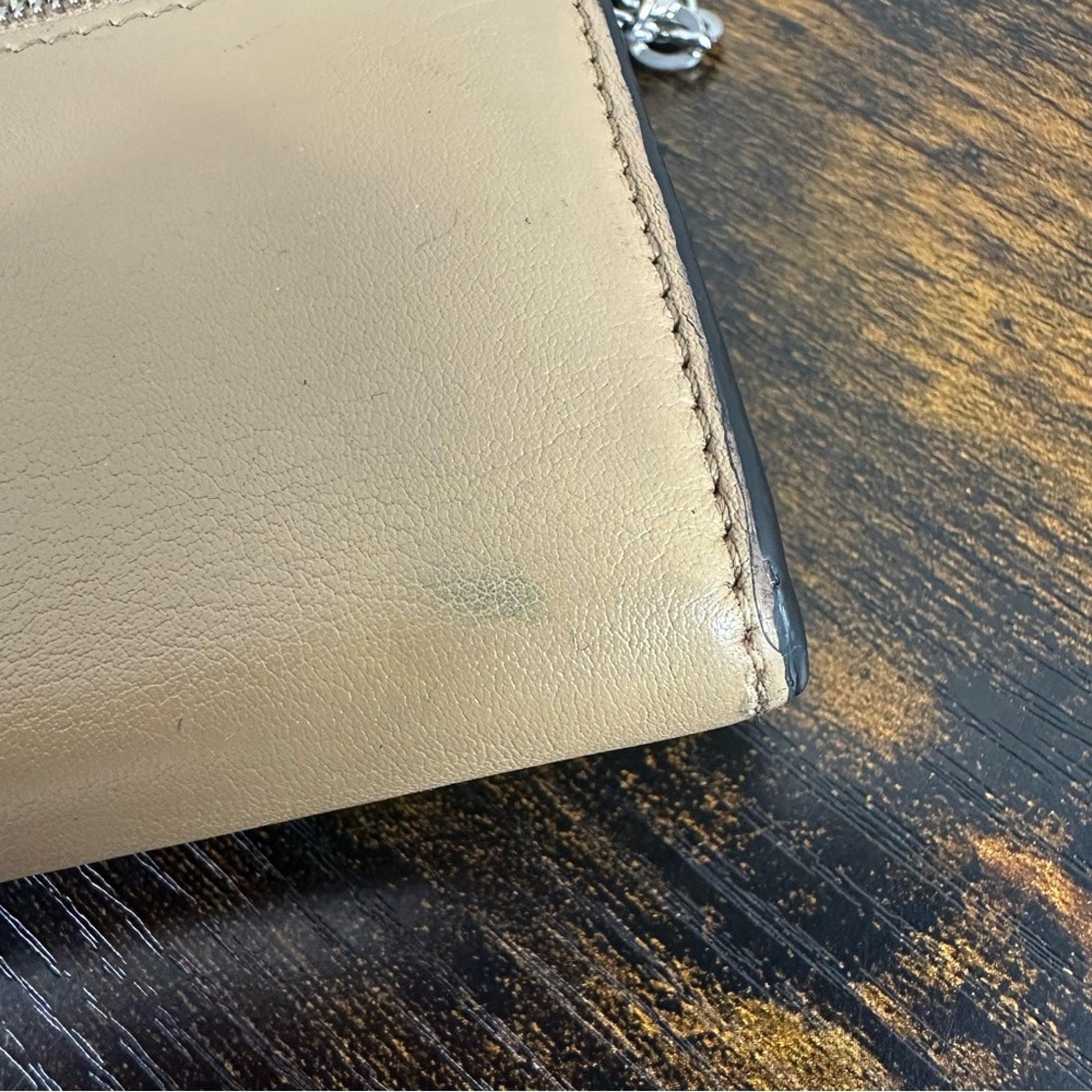 Fendi Leather Envelope Wallet Black Beige Authentic