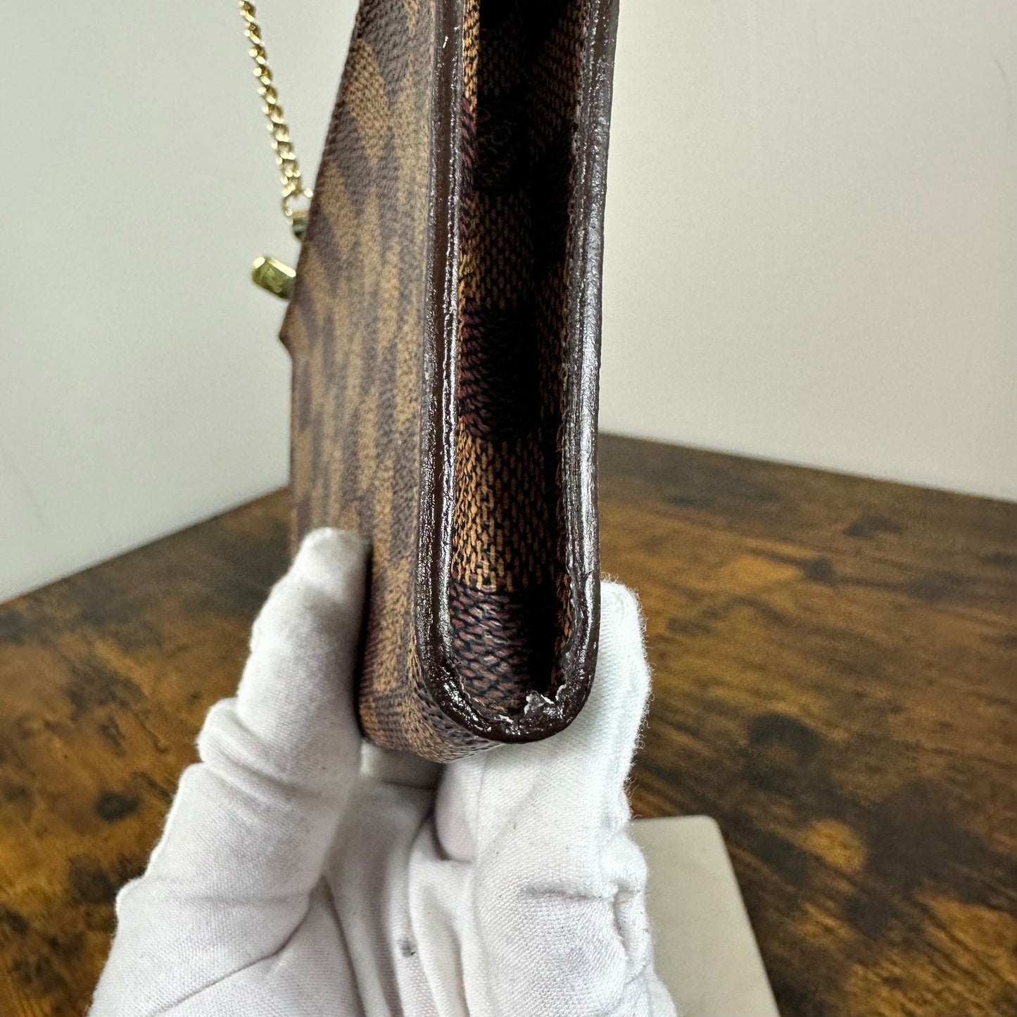 Louis Vuitton Damier Ebene Canvas Accessories Pochette Pouch Bag Mini