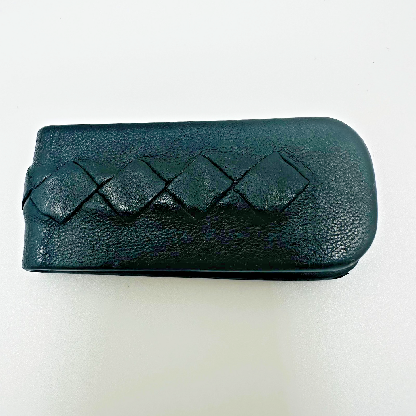 Bottega Veneta Black Intrecciato Leather Money Clip Magnetic Slim Minimalist