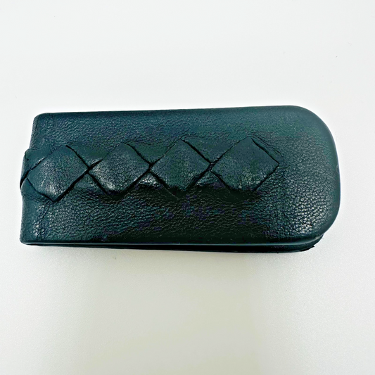 Bottega Veneta Black Intrecciato Leather Money Clip Magnetic Slim Minimalist