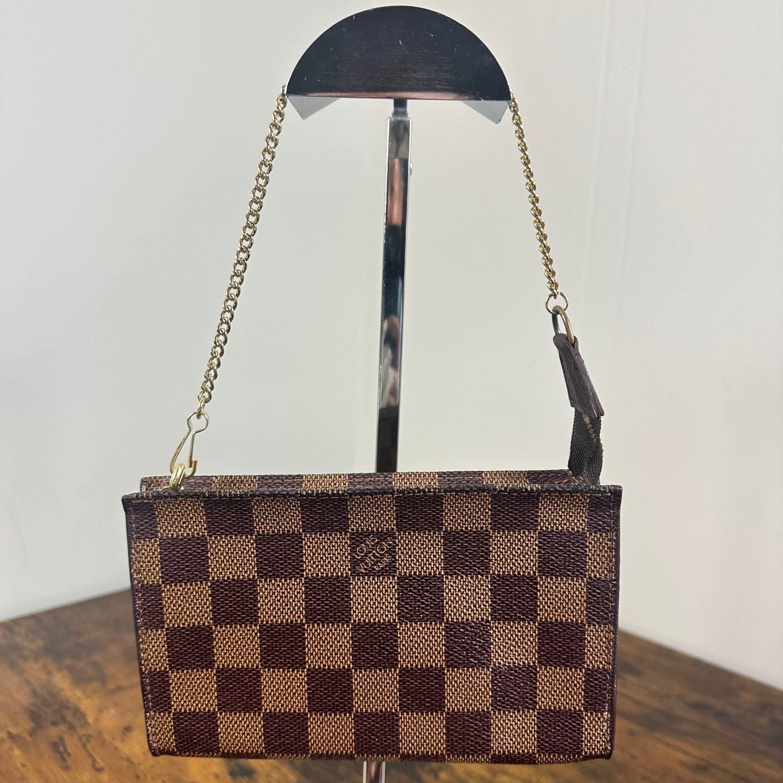 Louis Vuitton Damier Ebene Canvas Accessories Pochette Pouch Bag Mini