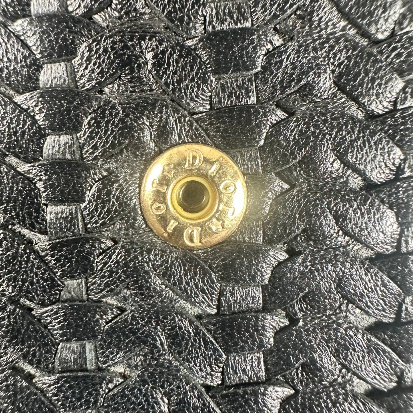 Christian Dior Black Woven Leather Wallet Wristlet Chain Strap Authentic Vintage