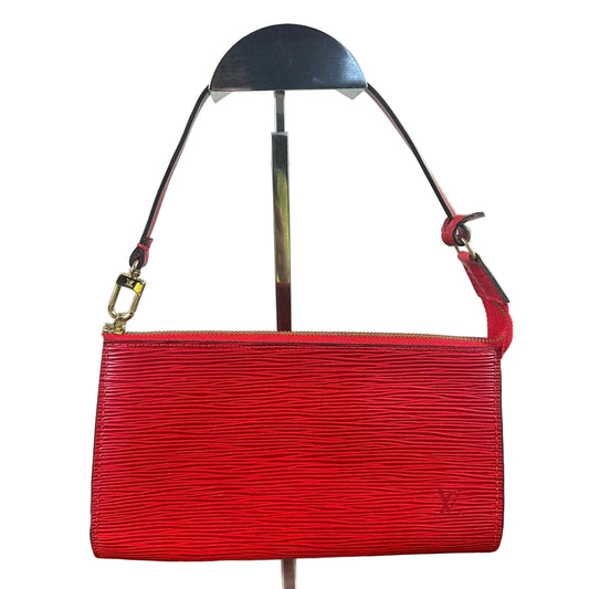 Authentic Louis Vuitton Red Epi Leather Accessories Pochette Bag Vintage