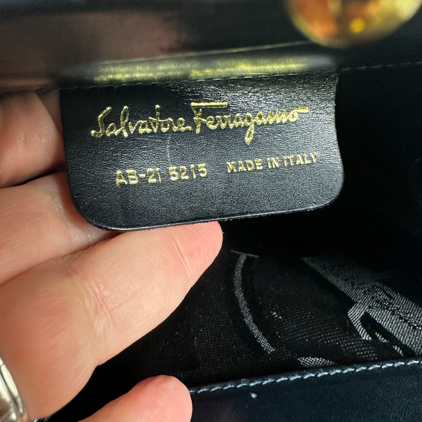 Salvatore Ferragamo Vara Vintage Shoulder Bag Navy Blue Leather