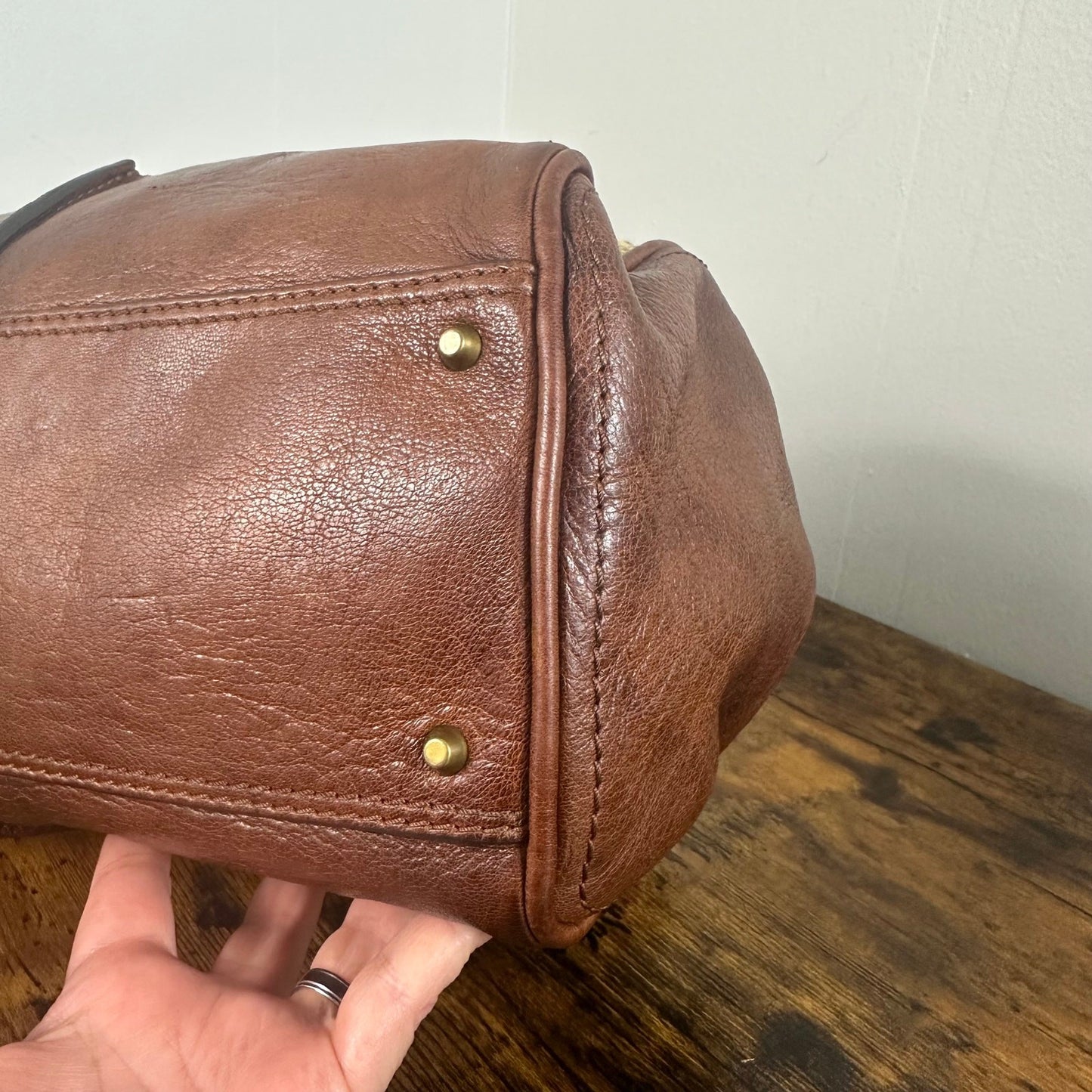 Vintage Chloe Paddington Leather & Tweed Satchel Bag Large 