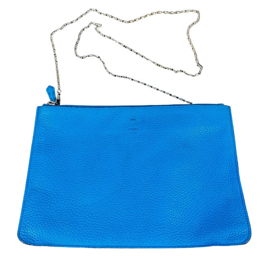 Fendi Selleria Blue Leather Clutch Bag