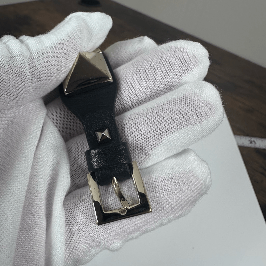 Valentino Garavani Rockstud Leather Bracelet Large Black Gold