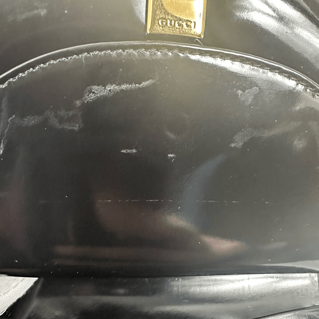 Gucci Wallet Black Patent Leather Belt Buckle Clip