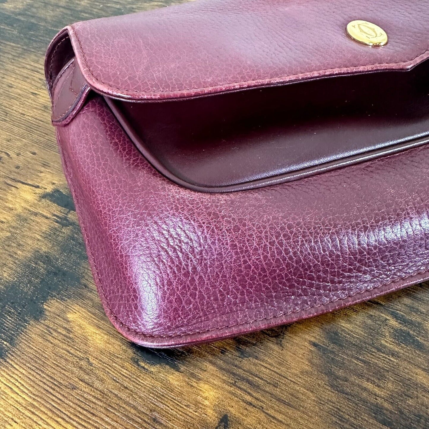 Cartier Must Bordeaux Leather Clutch Bag with Certificate of Authenticity