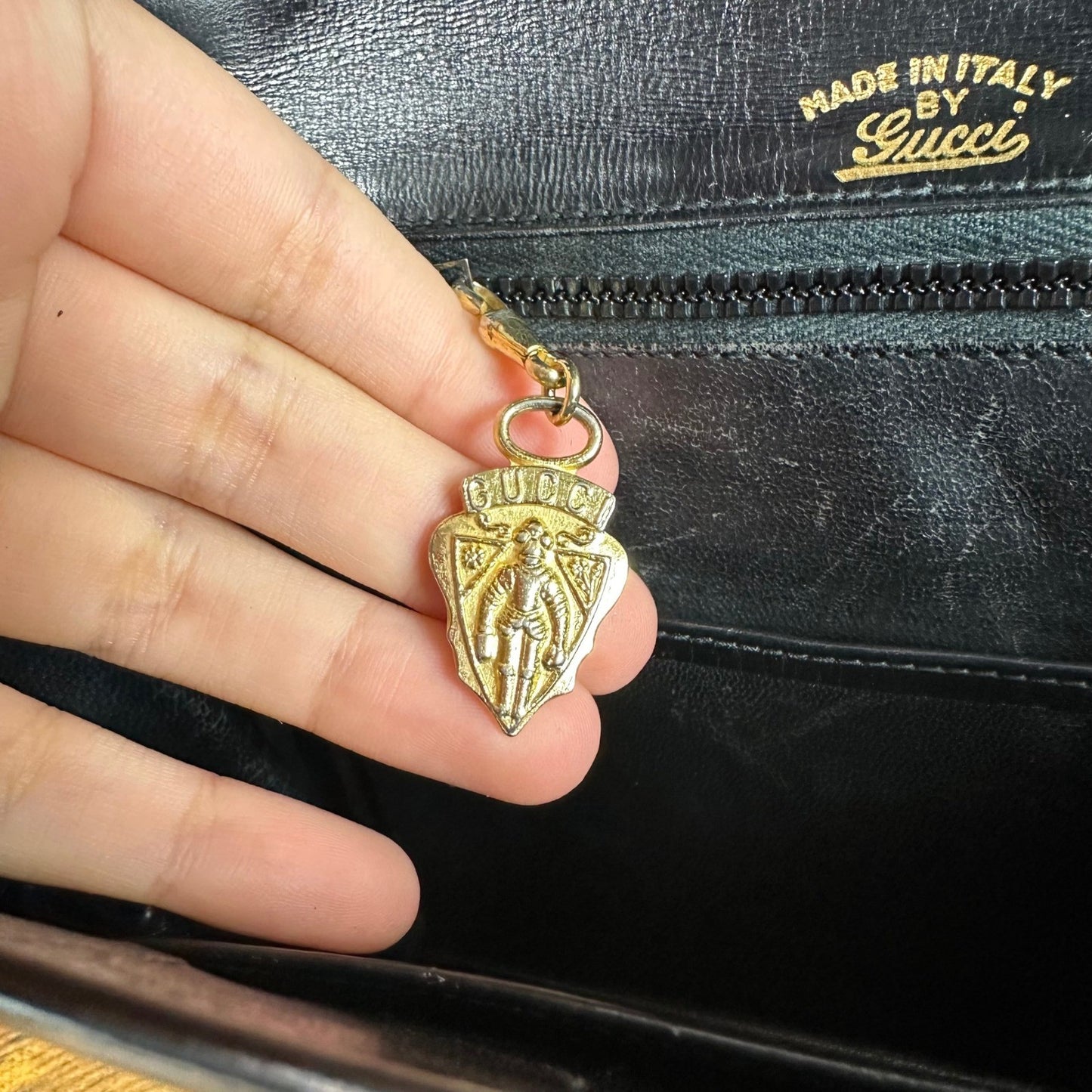 Vintage Gucci Black Leather Flap Chain Shoulder Handbag Evening Bag Authentic