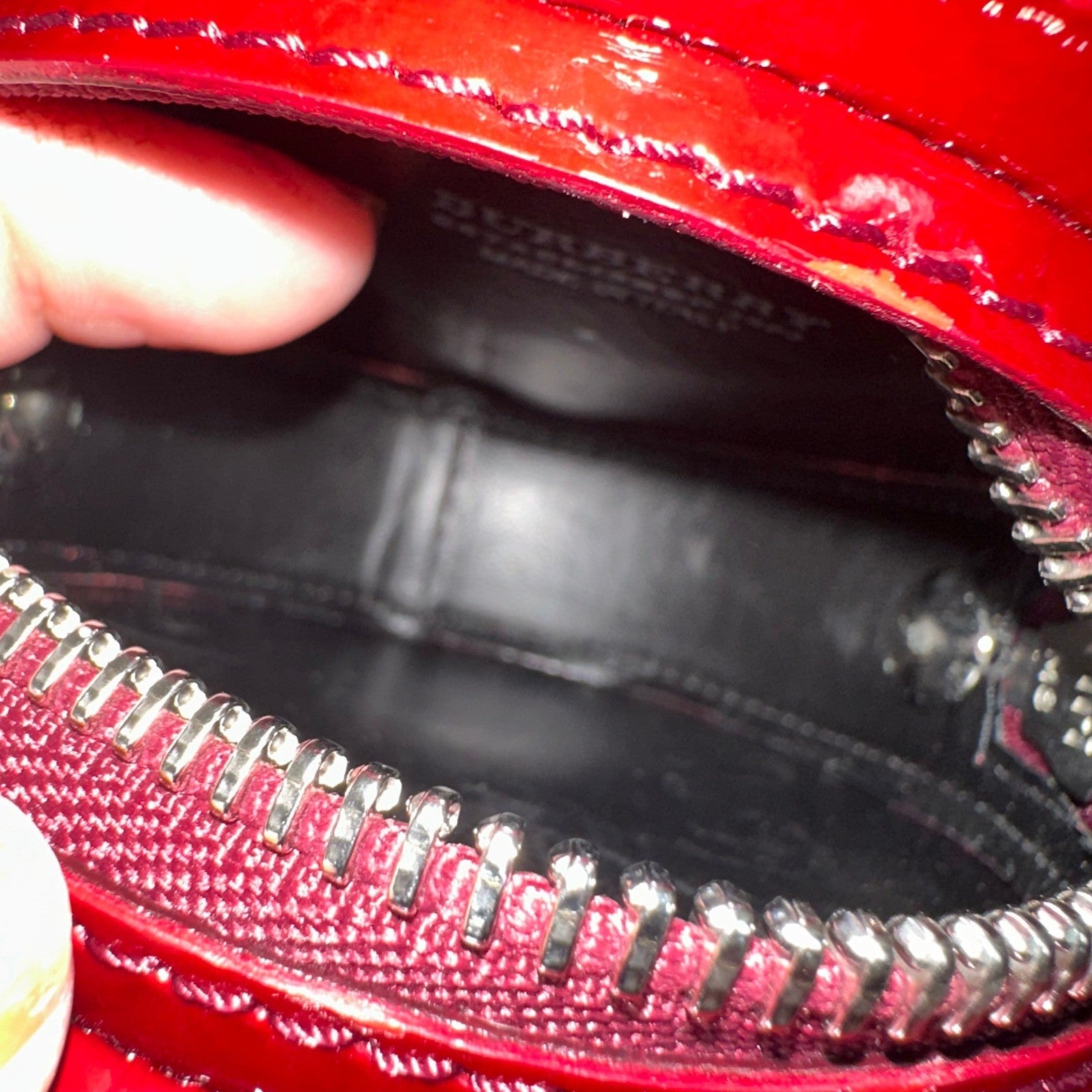 Rare Burberry Patent Leather Round Studded Crossbody Mini Nova Check Italy