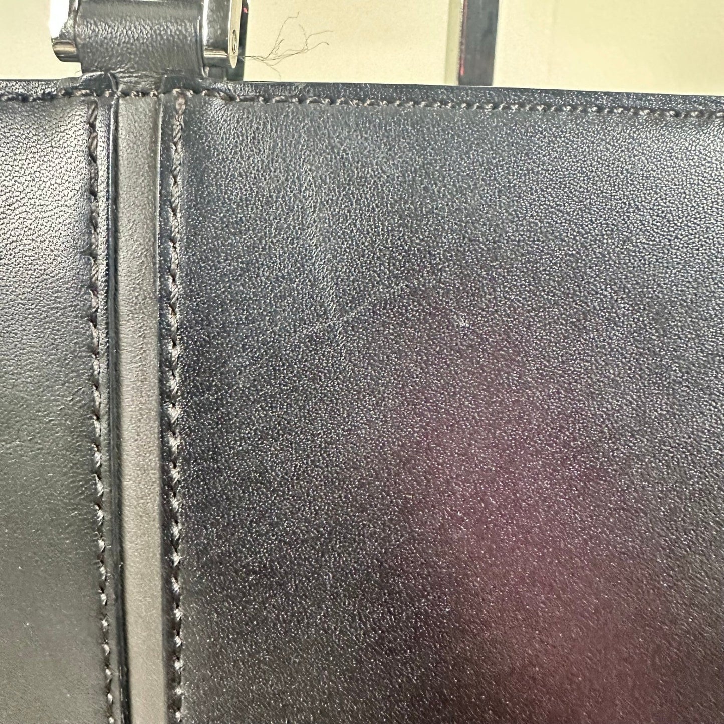 Burberry Black Leather Tote Bag Classic Nova Check Lining