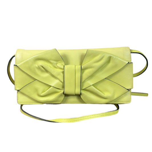 Valentino Garavani Bow Bag Clutch Shoulder Bag Light Yellow Leather