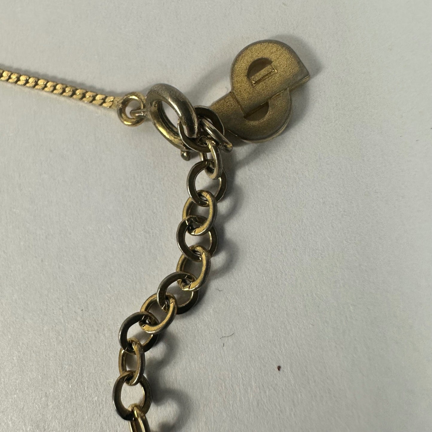 Vintage Christian Dior Necklace Gold Tone Pendant Logo Charm