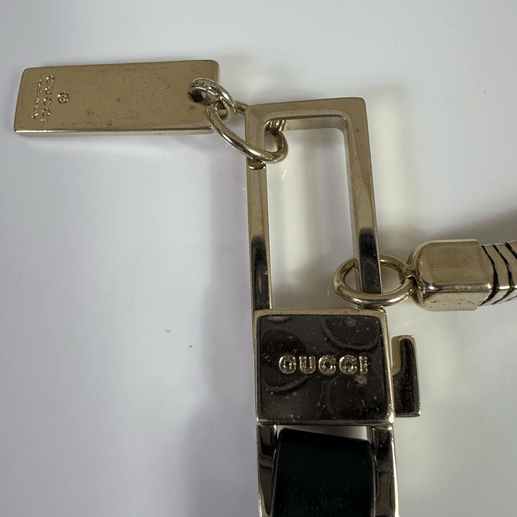 Gucci Bicolor Long Porte Cles Keychain Leather Metal With Pouch And Box