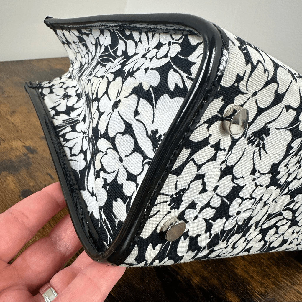 Burberry Vintage Floral Tote Bag Black White