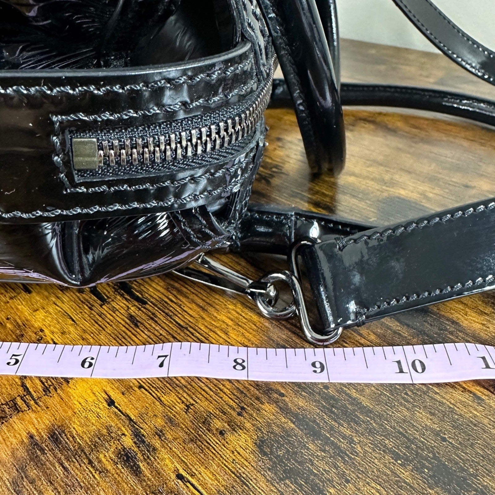 Burberry Black Patent Leather Satchel Handbag Shoulder Bag Made in Italy