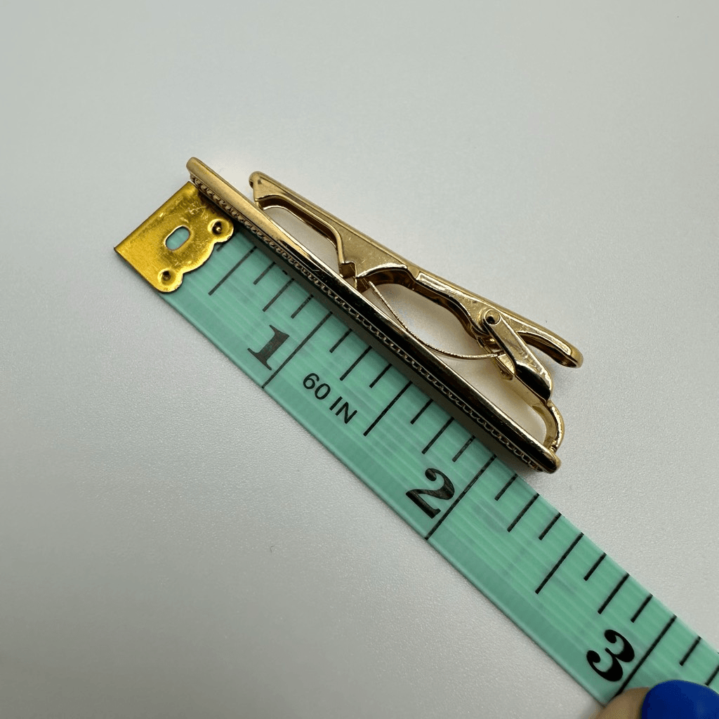 Christian Dior CD Logo Black Enamel Gold Tone Tie Clip