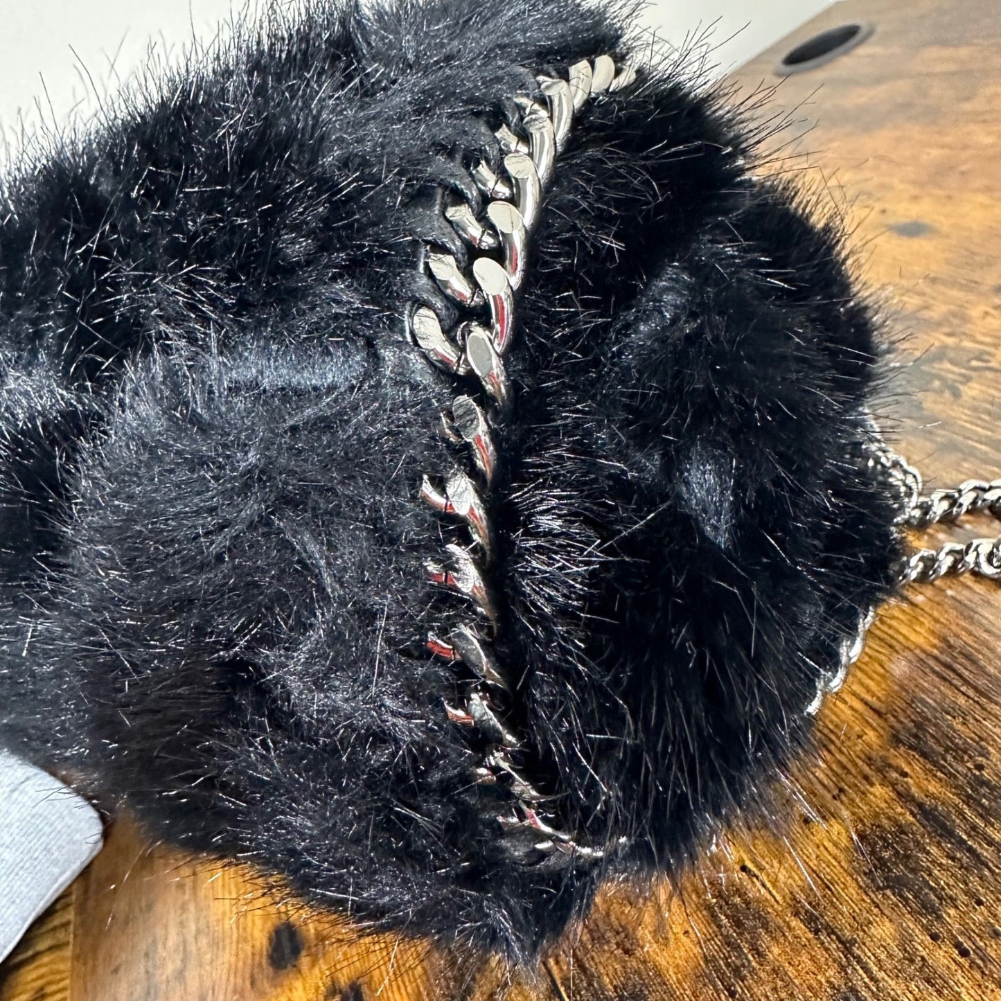 Stella McCartney Fur Free Fur Black Quilted Chain Shoulder Bag